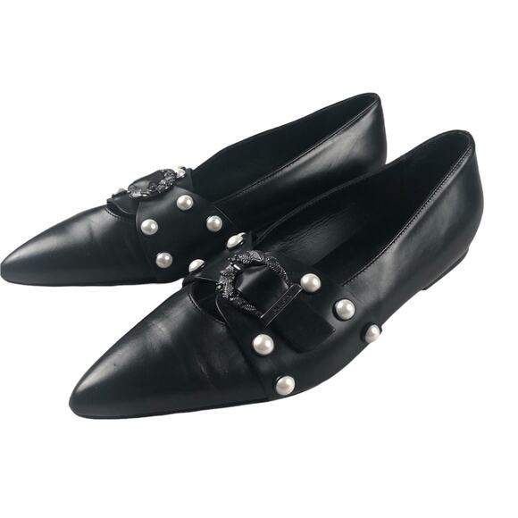 Pinko black leather ballet flats 37 -us 7 - Picture 2 of 10